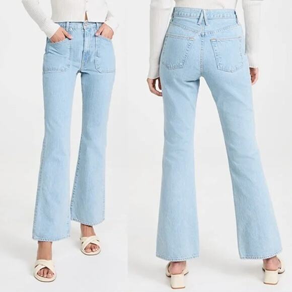 SLVRLAKE | Charlotte Patch Pocket Bootcut Flare Light Wash Jeans Clear Skies 30 - Picture 16 of 16